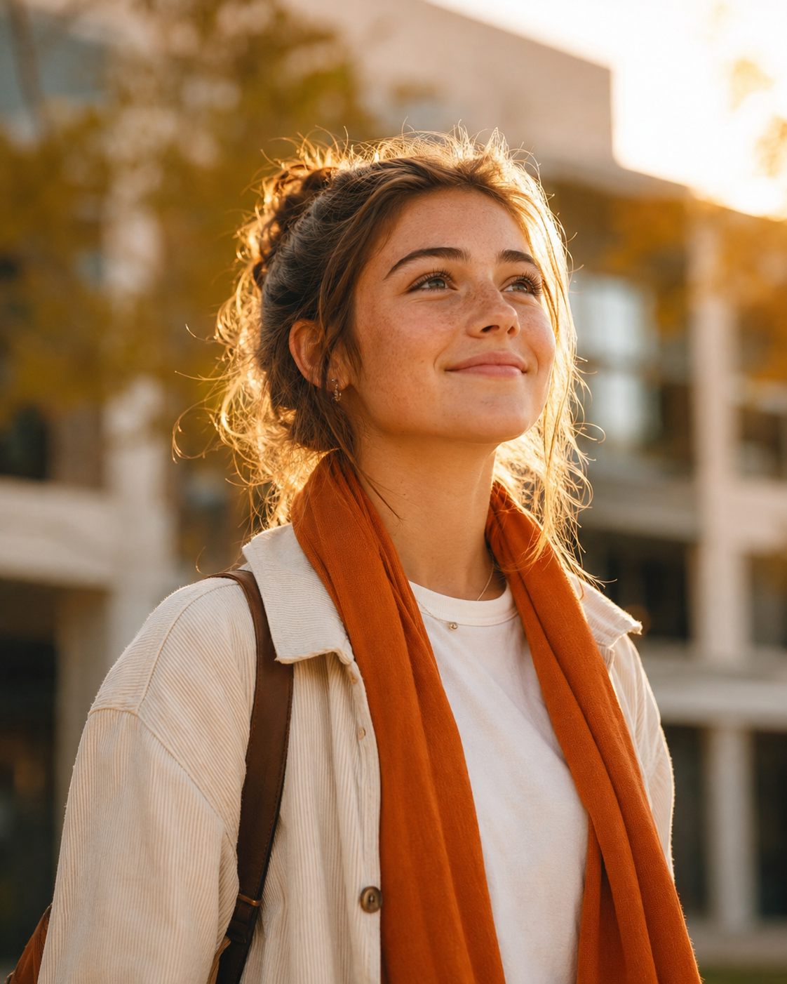 A young Australian looking ahead with optimism at golden hour